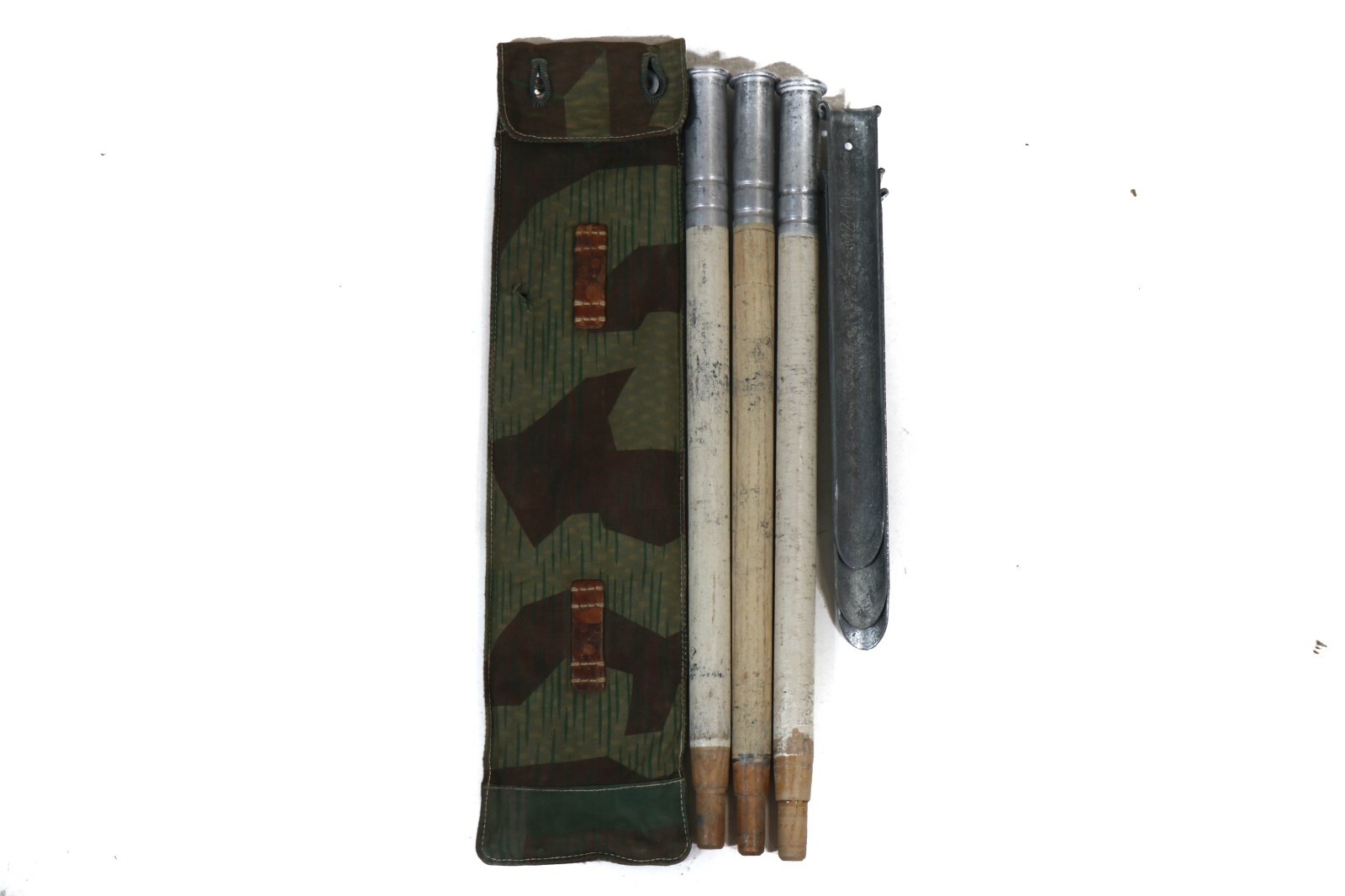 Authentic Swiss WWII Army Tent Pole Stake Set German Splinter Camo WW2 Zeltbahn