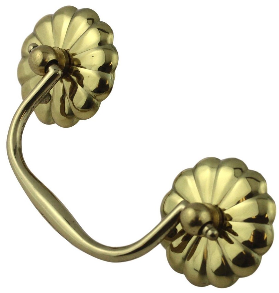 3" Stamped Single Bail Pull with Daisy Design Backplates Solid Brass
