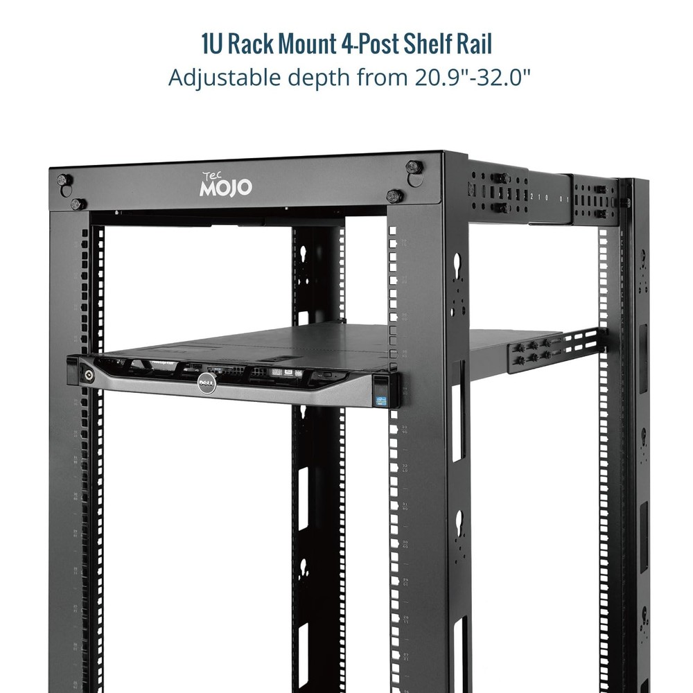 1U Universal Rack Mount Rails,4-Post Server Rack Shelf Rail with 20.9"-32" Adjus