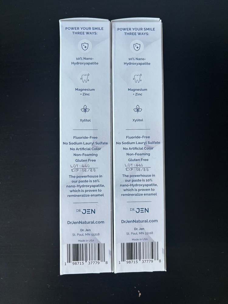 (2) Dr. Jen's Eggshell 10% Premium Nano Hydroxyapatite Toothpaste