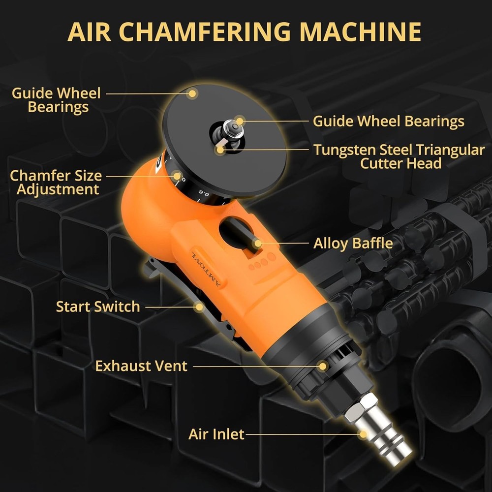 Pneumatic Chamfering Tool - Mini Air Chamfer Tool with 10 C-Angle & 10 R-Angl...