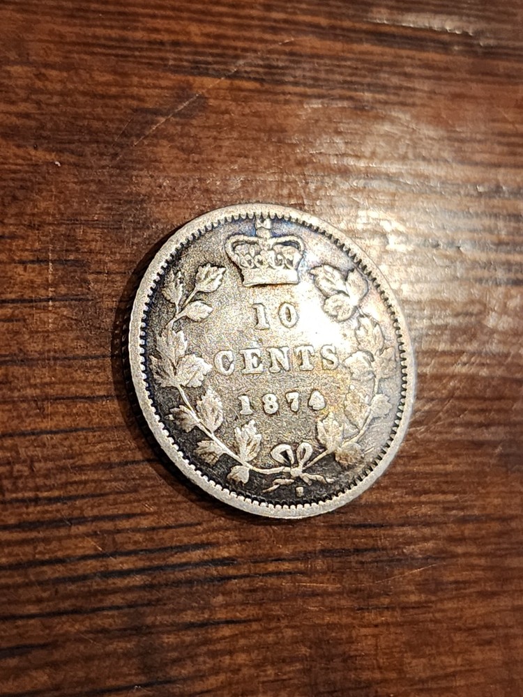 1874H Canada 10 Cents Silver Coin