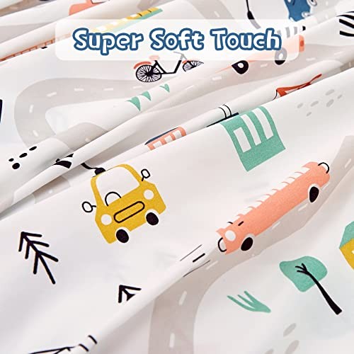 Kids Printed Sheet Set Size, 3 Piece Soft Microfiber Bed Sheets Deep Twin Car