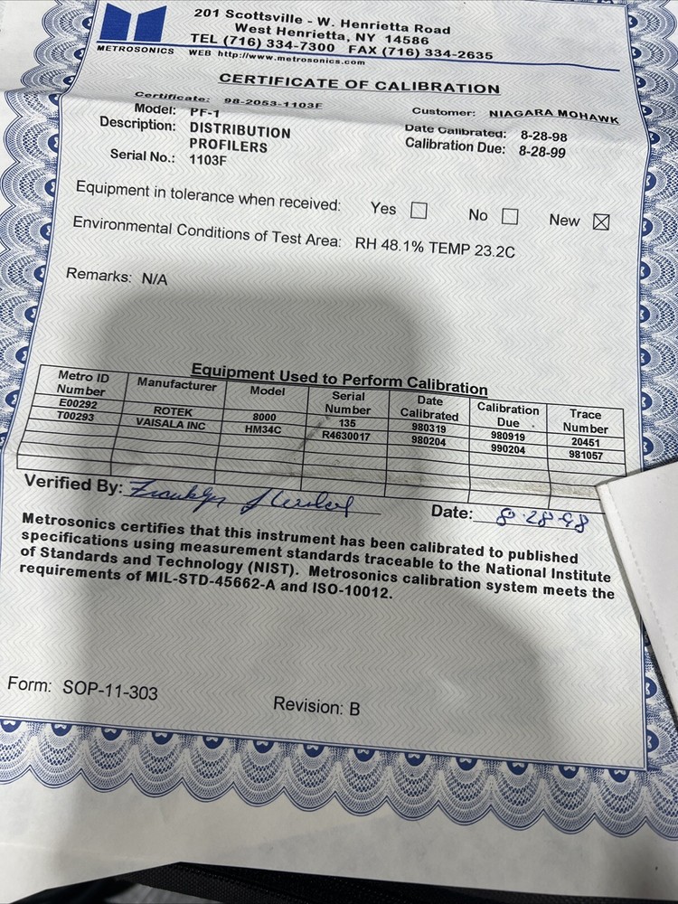 Metrosonics Distribution Profiler Pf-1 Used Surplus