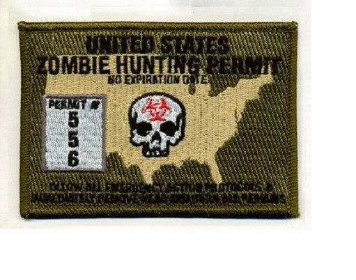 Morale Patch - ZOMBIE HUNTING PERMIT - USA - MULTICAM Tan US pattern New Custom
