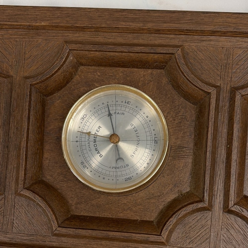 Springfield Wood Panel Wall-Mounted Barometer Thermometer Hygrometer