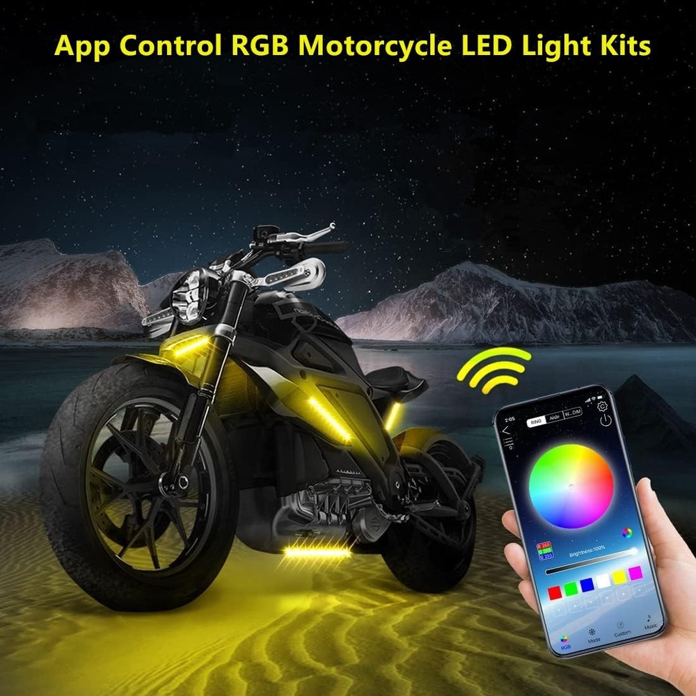Sxlofty 4 Pcs Motorcycle LED Light Kits, App Control 4 Multicolor