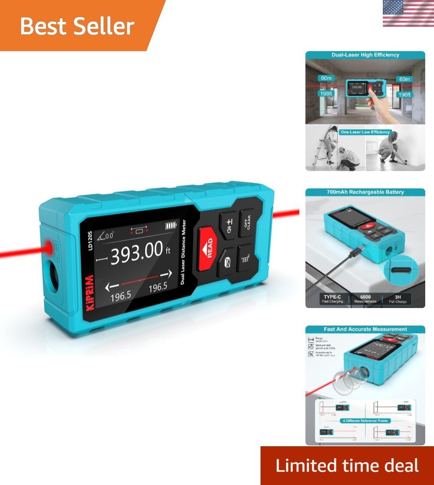 Rechargeable 393ft Laser Distance Measuring Tool with Electronic Level Function