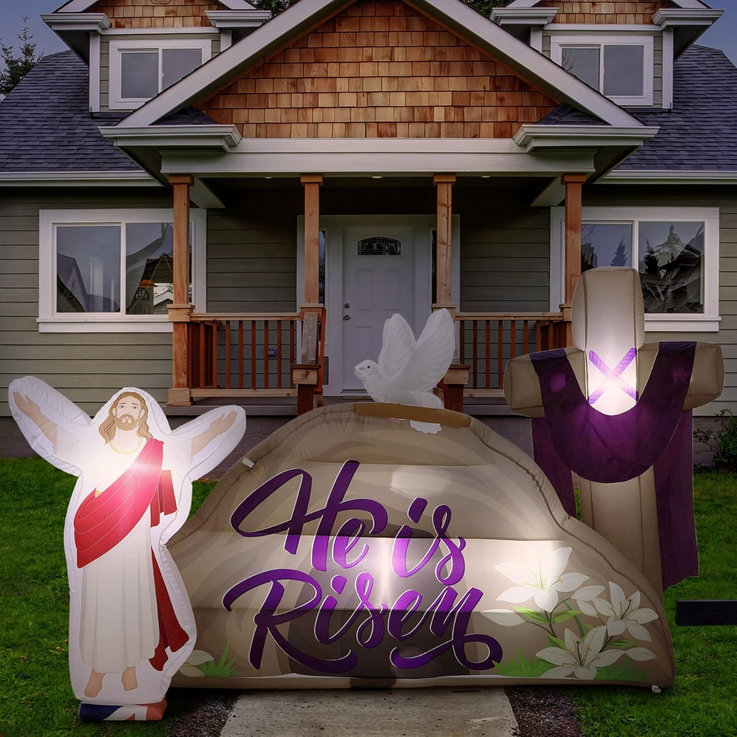 7.2 FT Long Easter Inflatables Outdoor Decorations He Is Risen Inflatables Blow