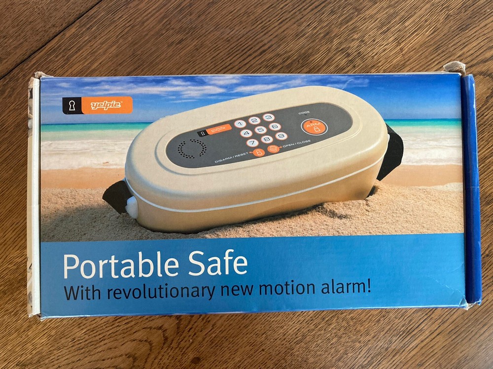 Yelpie Portable Safe For Beach, Camping, Picnic, etc w/ Motion Alarm & Code MINT