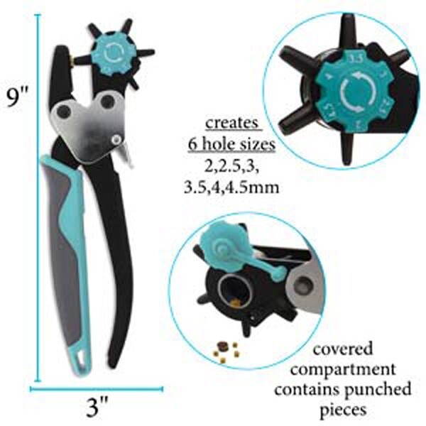 Rotating Leather Hole Punch - 6 hole sizes.