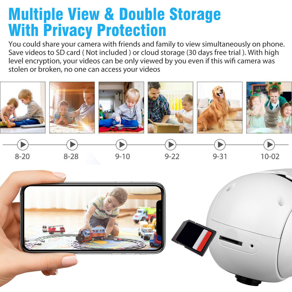 3 Pack Wireless WiFi IP Camera 360° Panoramic E27 E26 Light Bulb Camera HD 1080P