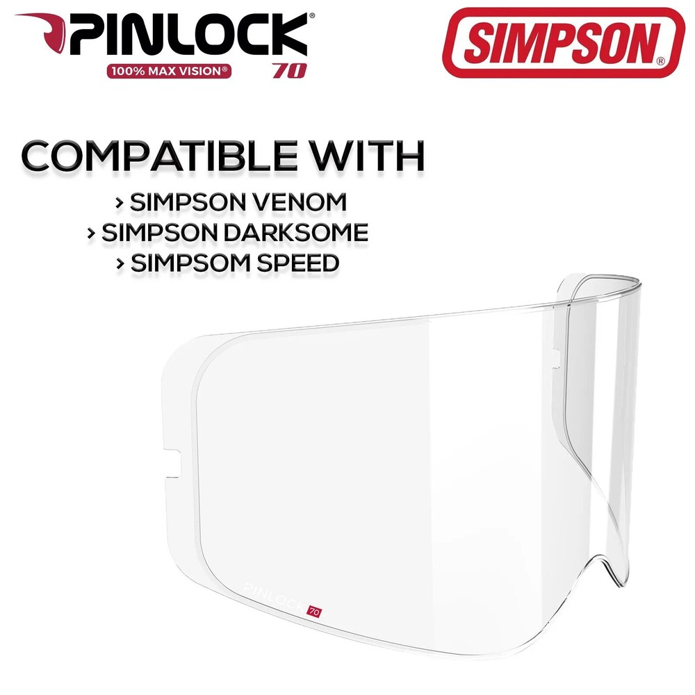 Simpson Darksome Motorcycle Bike Helmet Max Vision Pinlock Visor Insert Clear