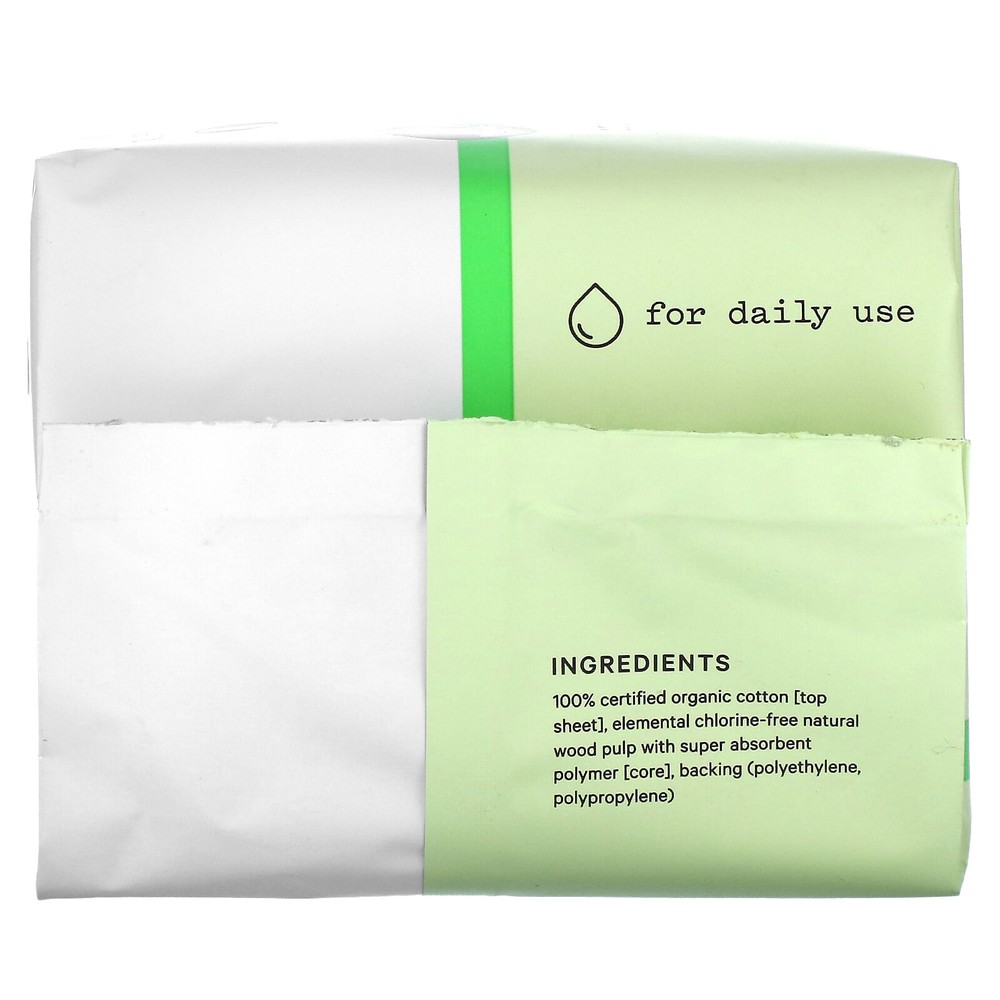 100% Organic Cotton Cover Heavy Flow Liners, 20 Count