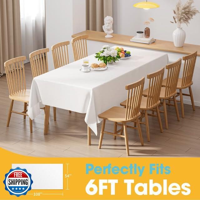 Niuara White Plastic Table Cloth Rectangle Table 15 Pack, 54''×10