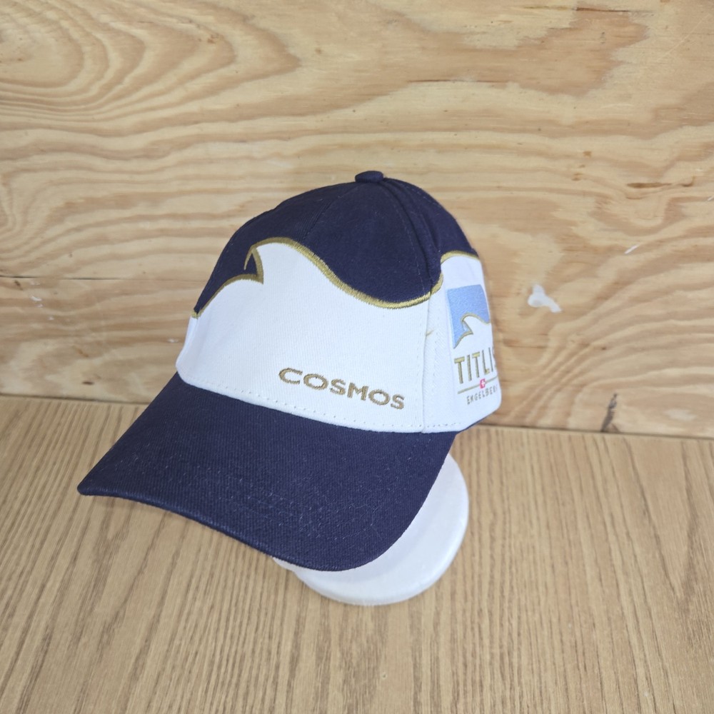 Titlis Cosmos Engelberg Hat Adjustable Strapback Golf Cap White Blue Gold