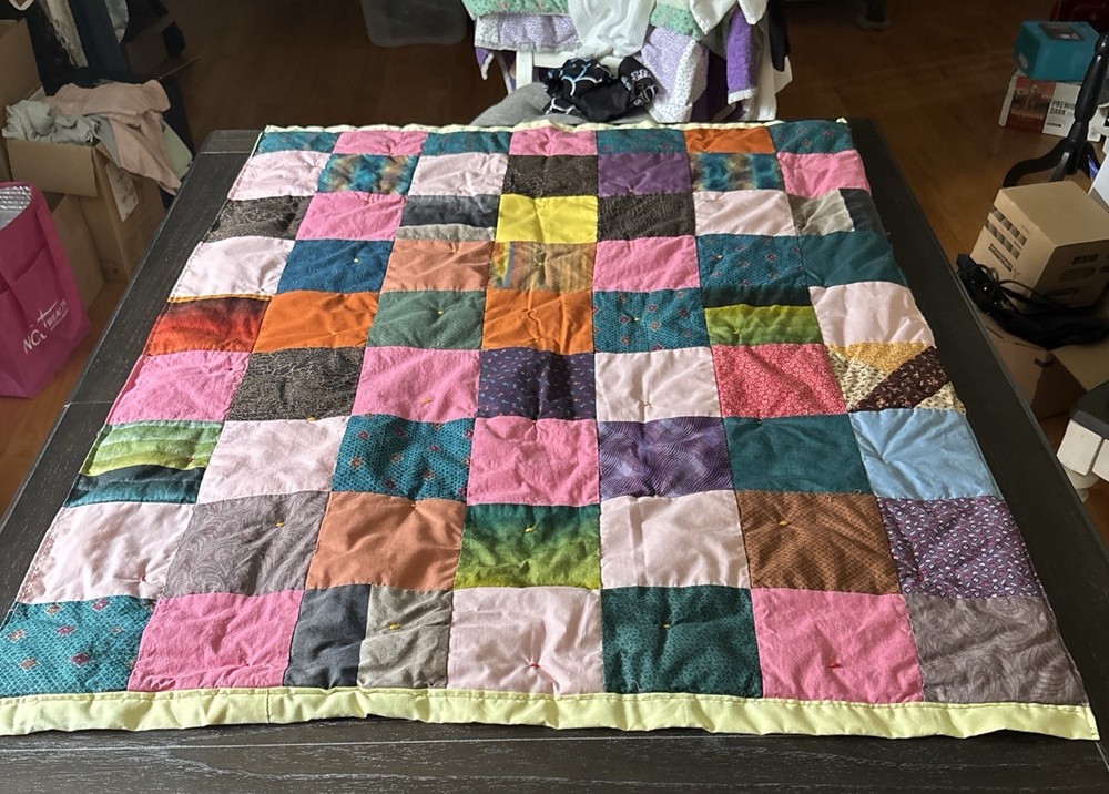 Handmade Quilt/Throw/Lap Blanket Animals Patchwork Squares, 48”X 36”.