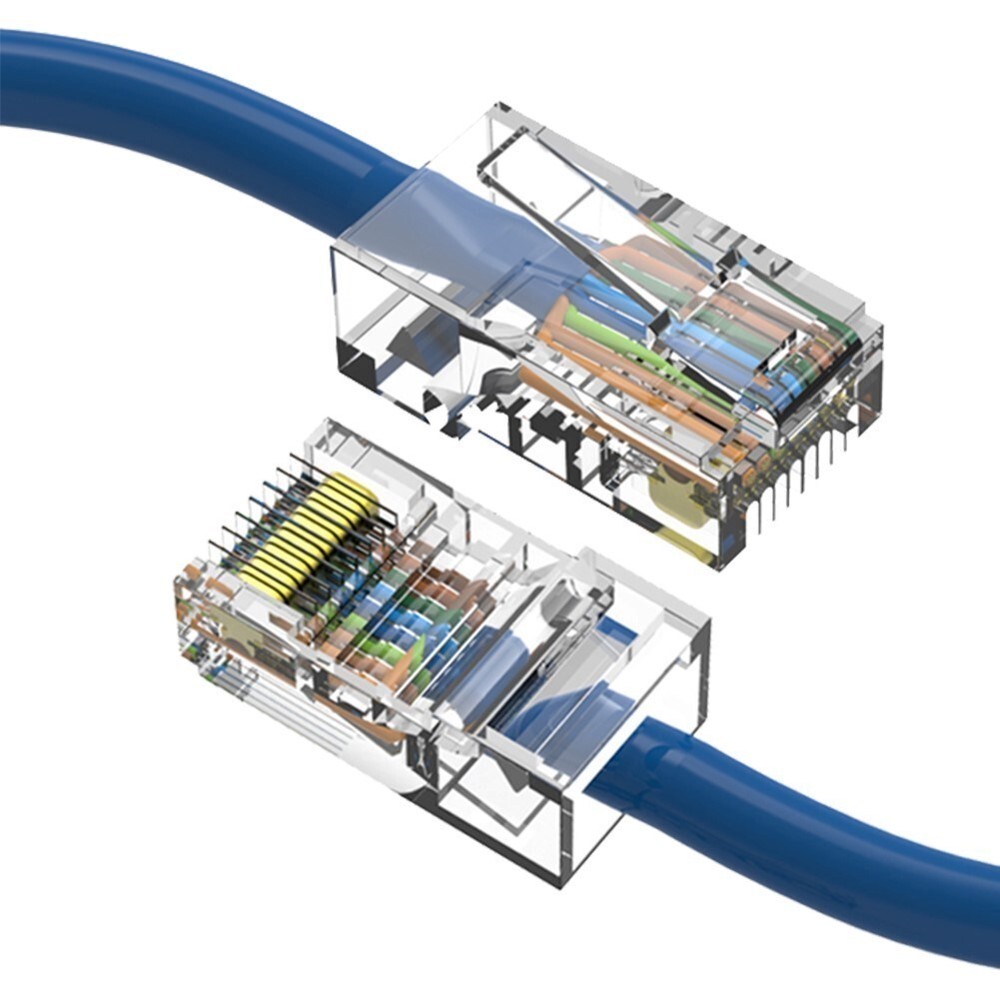 0.5FT Cat5E RJ45 Network LAN Ethernet Non-Boot Patch Cable Gold Copper Wire Blue
