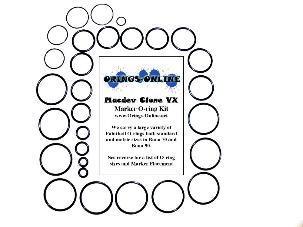 Macdev Clone VX Paintball Marker O-ring Oring Kit x 2 rebuilds / kits