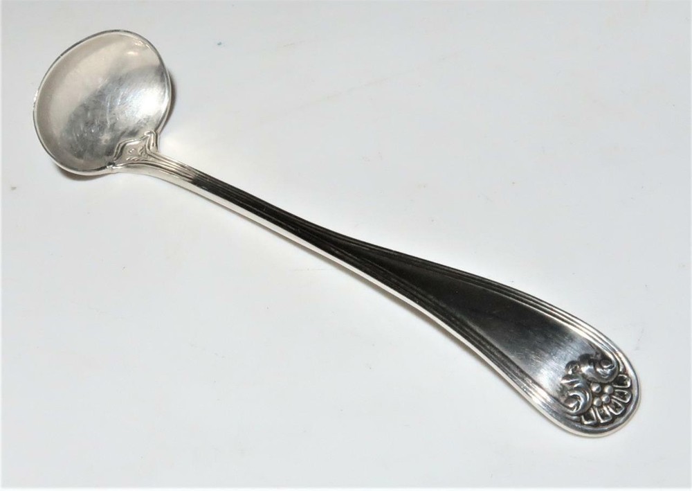 Gorham Cobalt Blue EP Plated Handled Master Salt Cellar w/ Sterling Spoon
