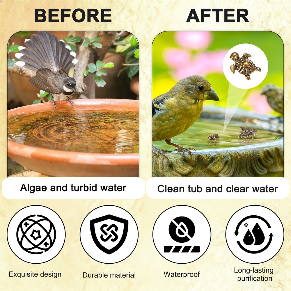 5-Pack Bird Bath Copper Disk, Mini Bird Bath Copper Ornaments [Turtle]