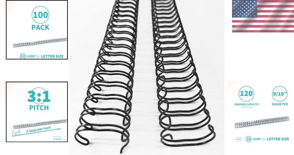 Double Loop Binding Spines 100-Pack, 9/16 Inch for Office Organization