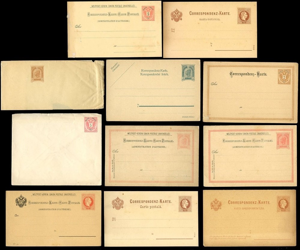 AUSTRIA EARLY POSTAL STATIONERY...11 ITEMS...MINT