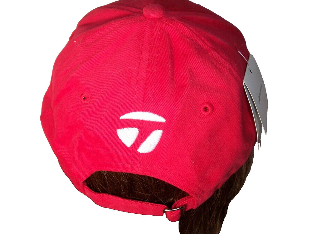 New TaylorMade Red Cotton Strapback Golf Cap/Hat