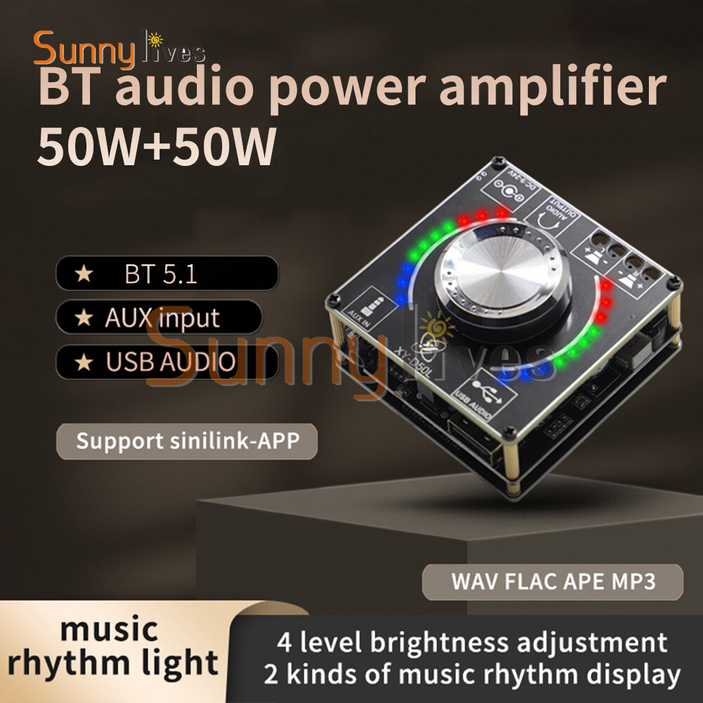 50W+50W Stereo Bluetooth Audio Digital Power Amplifier Board Module APP Control