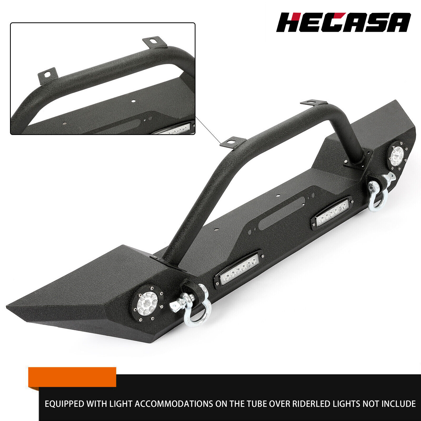 Steel Front Bumper w/LED Lights for Jeep Wrangler JK JL 07-22 Gladiator JT 20-22