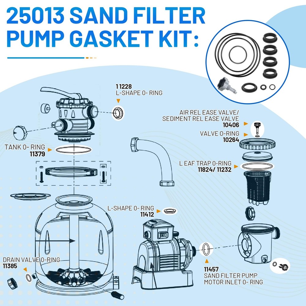 Pool Sand Filter Pump Seal Gasket Replacement for Intex Black