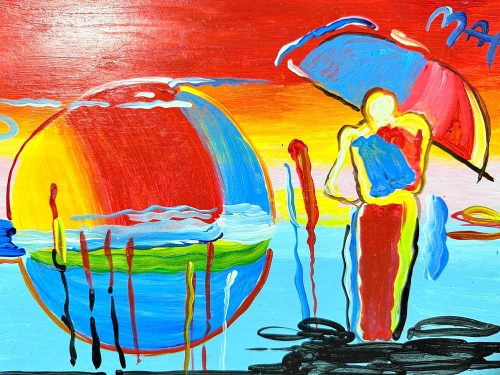Peter Max Drawing (handmade) Antique paper, signed and sealed