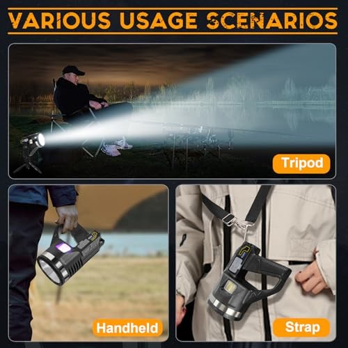 Spotlight 1000000 Lumens, 6 Modes Super Bright LED Rechargeable Large