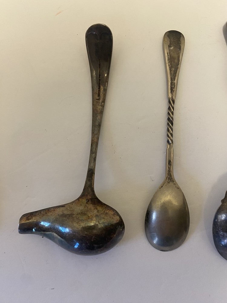 Lot of Vintage Silver Plate Salt Pepper Gravy Spoon Tongs Rodgers 1881 AS-IS