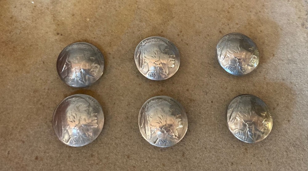 6 Indian Head Nickel Button Covers
