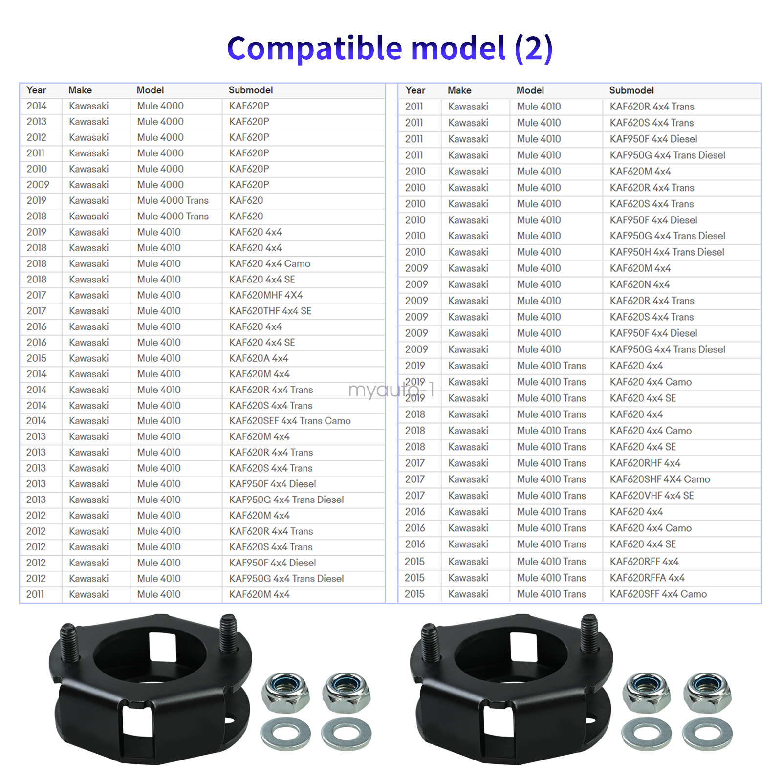 2" Front Lift / Leveling Spacer Kit For 90-21 Kawasaki Mule 2510 4000 4010 Serie