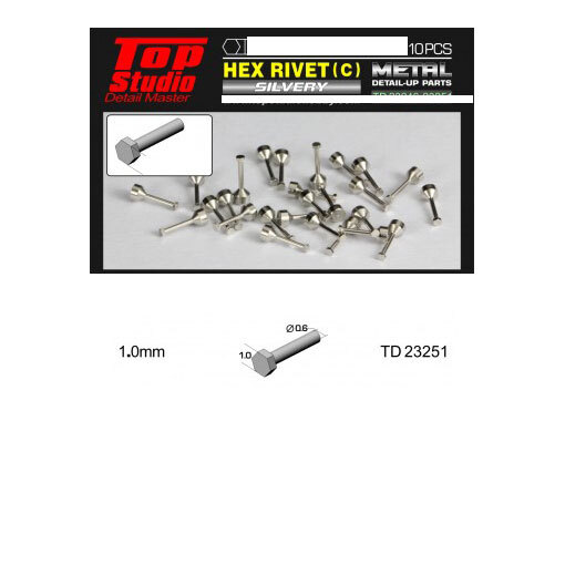 Top Studio 1.0mm Hex Rivets Ver. C #Silvery (10pcs)