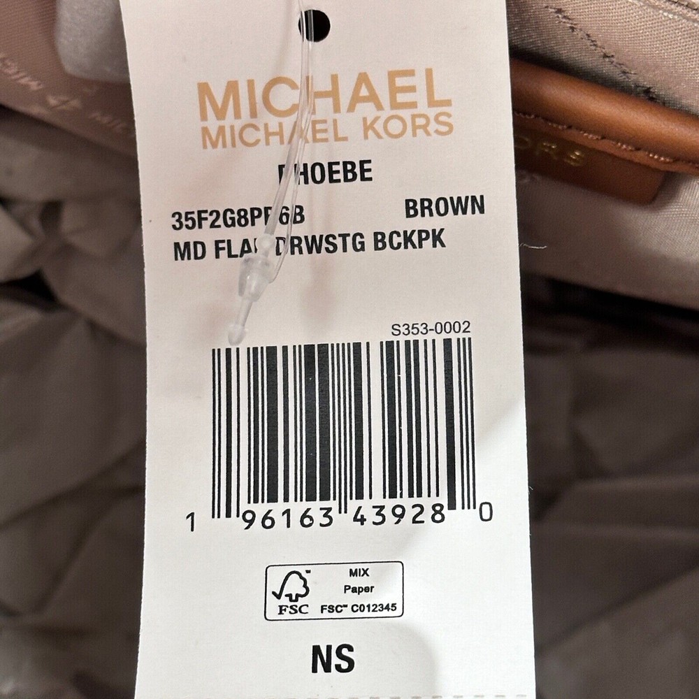 Michael Kors Phoebe Medium FLAP Drawstring Brown MK Travel School Backpack