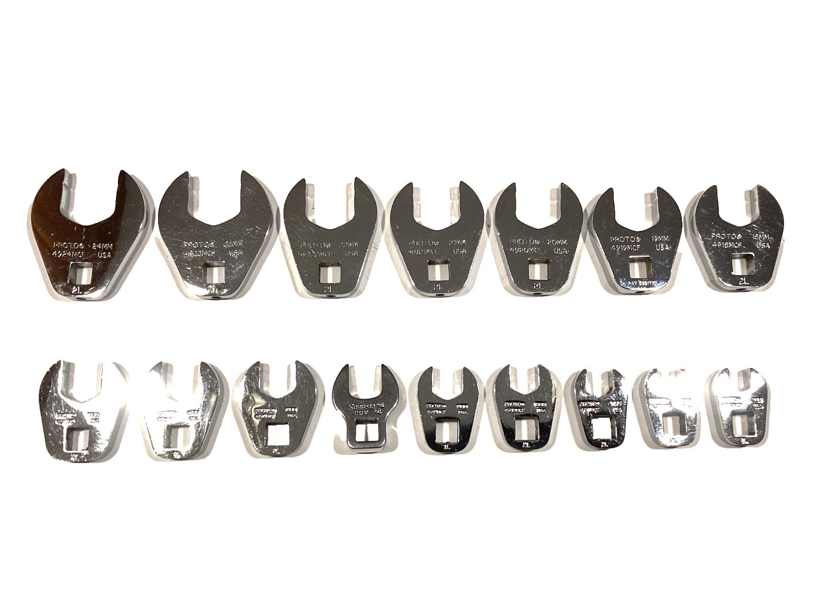 Proto And Snap On Tools USA Metric 16 Piece 3/8” Drive Crowfoot Wrench Set MINT