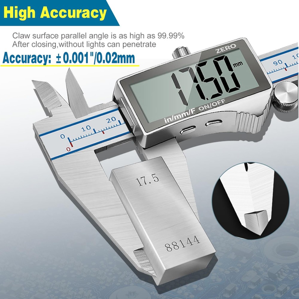 Digital Calipers, 6" Vernier Caliper- Electronic Micrometer with Large LCD Sc...