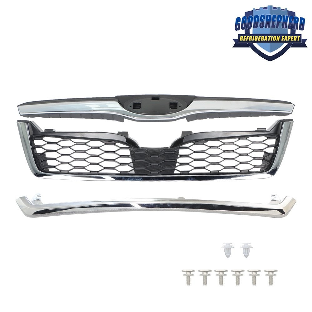 3Pcs For Subaru Forester 2014-2018 Front Bumper Upper Grille Replacement Plastic