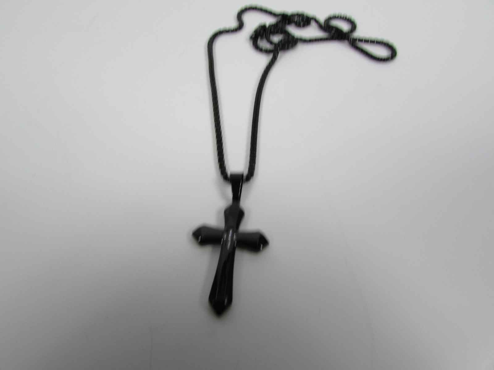 NEW Invicta Jewelry Black Stainless Steel Cross Pendant Necklace 24"