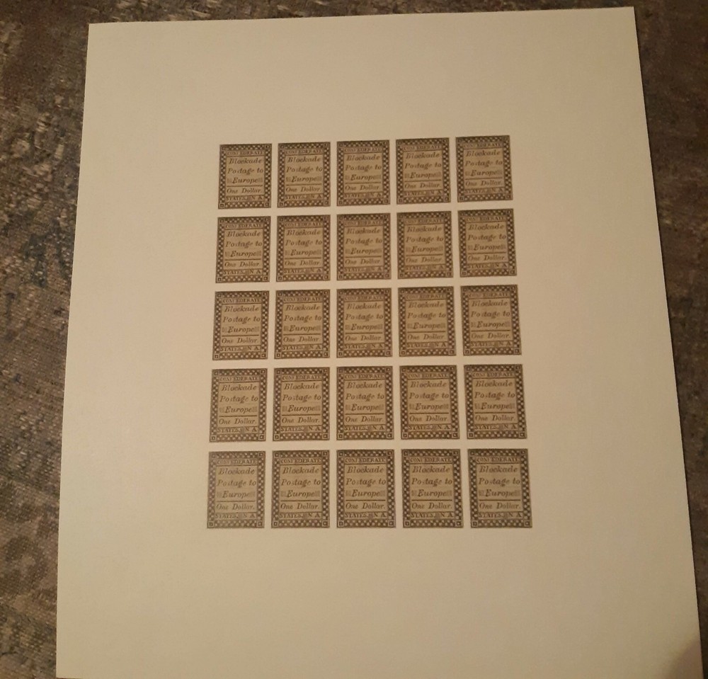 Confederate Facsimile Lithograph Reproduction Sheets 7 Different