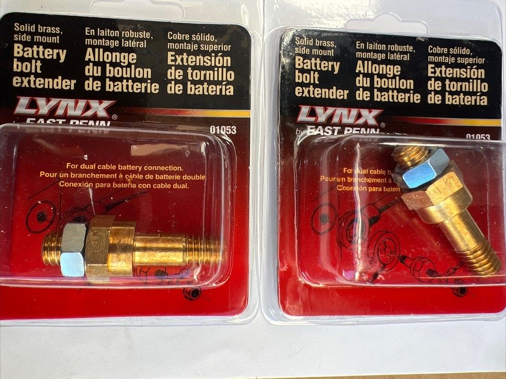 Brass Side Mount Battery Bolt Extender for Dual Cable Connection 2pack.