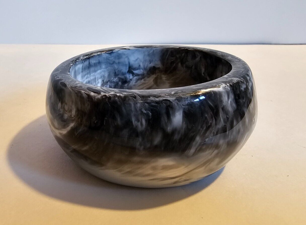 Swirled Black & White Chunky Wavey Bangle Bracelet 1.5 Inches Thick
