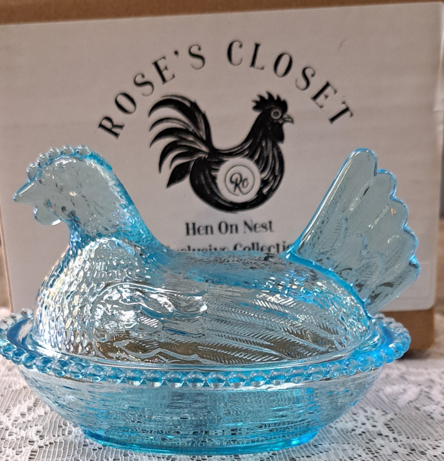 Set of 6 Hen On Nest, COMPLETE SET of Rose's Closet w/ Box, Small Indiana Style