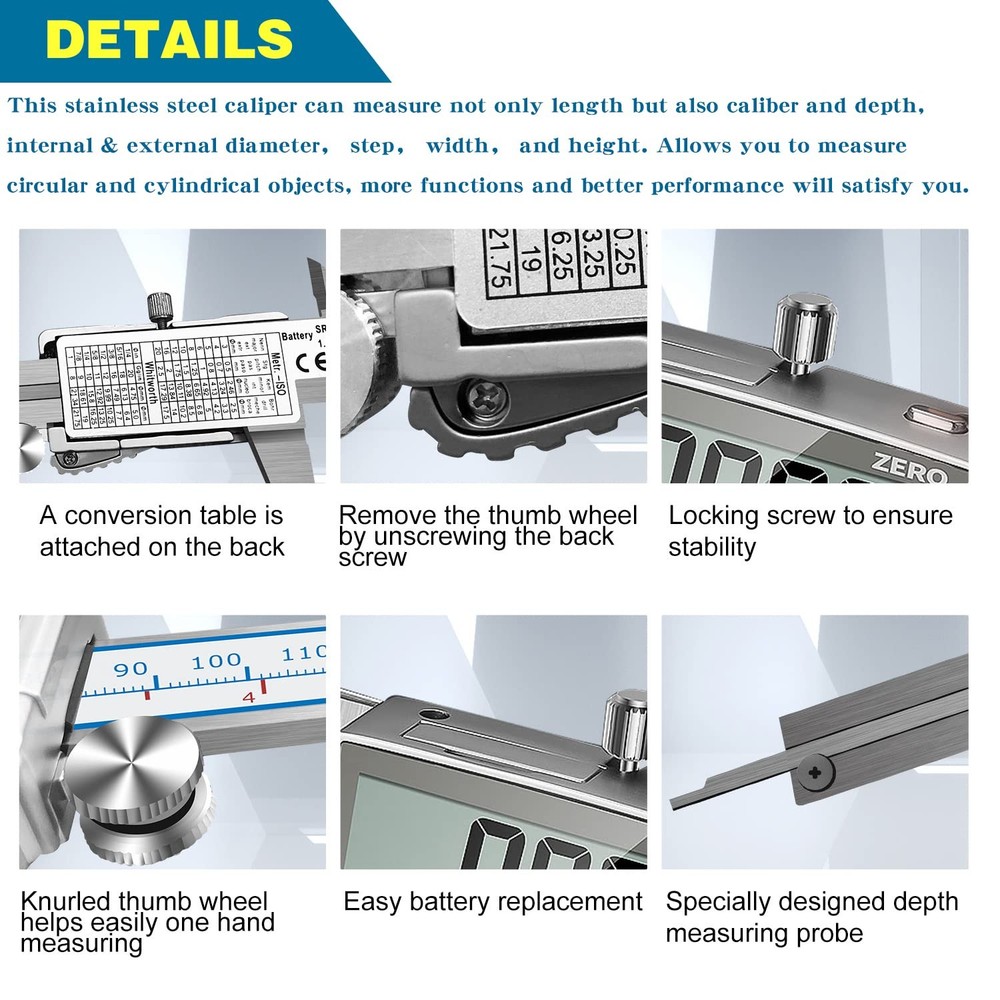 Digital Calipers, 6" Vernier Caliper- Electronic Micrometer with Large LCD Sc...