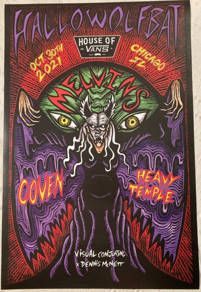 Melvins 2021 Tour Poster Chicago Coven Heavy Temple New Condition