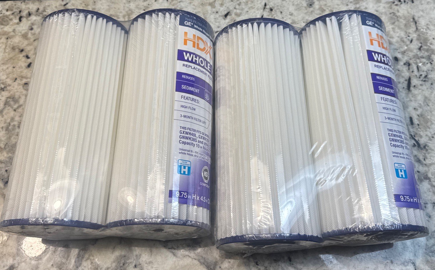4-Pack HDX GE Whole House Water Filters GXWH40L GXWH35F GNWH38S 10 Inch