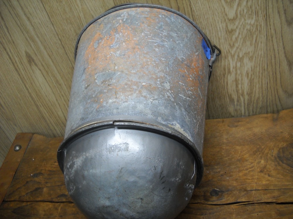 Vintage Galvanized Fire Bucket - Round Bottom- Fire Fighter